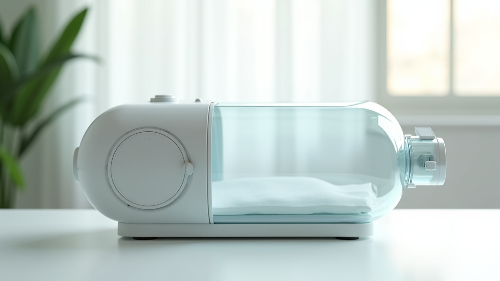 Intérieur d'un caisson hyperbare cylindrique - vue en perspective montrant la structure tubulaire