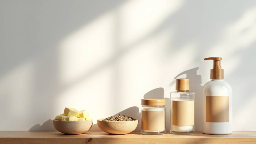 Produits de la marque Comme Avant alignés sur une surface en bois clair