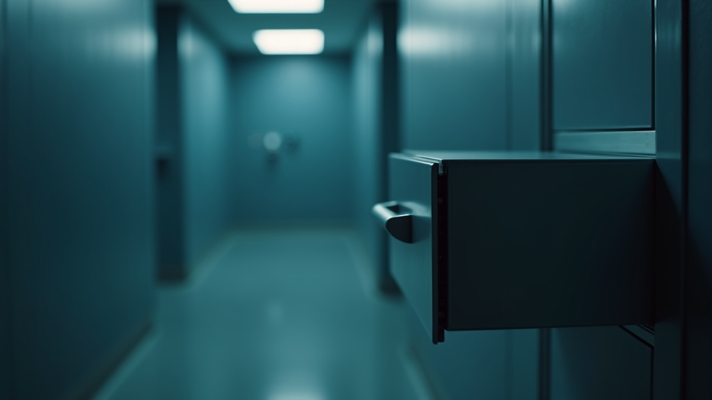 Crématorium moderne avec cheminée et four de crémation visible