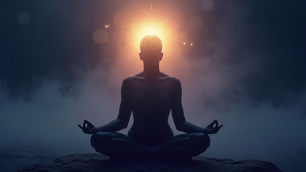 Représentation artistique du chakra couronne en activation