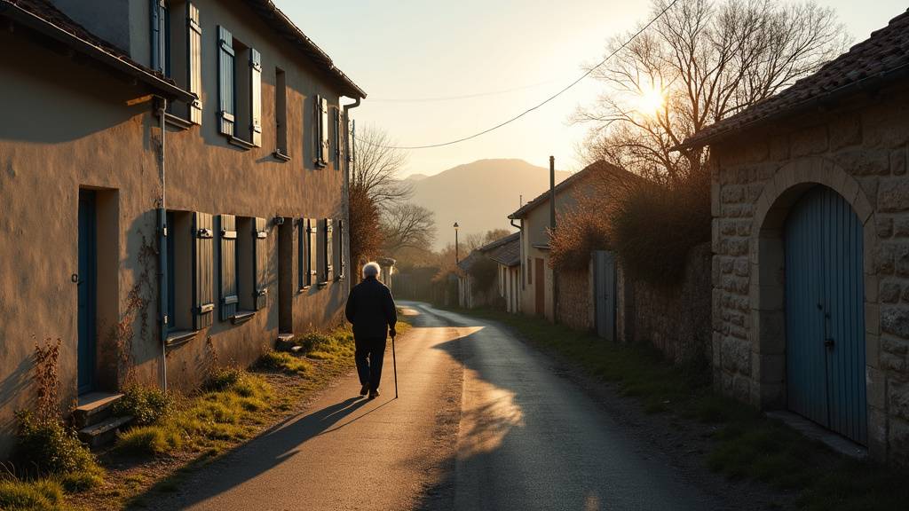 Une personne âgée seule regardant par la fenêtre, symbolisant l'isolement en zone de désert médical