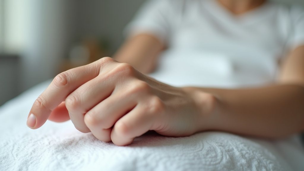 Main posée sur une table avec douleur au poignet lors de l'appui