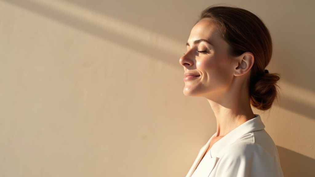 Vue de profil montrant les effets du lifting cervico-facial sur la ligne du cou