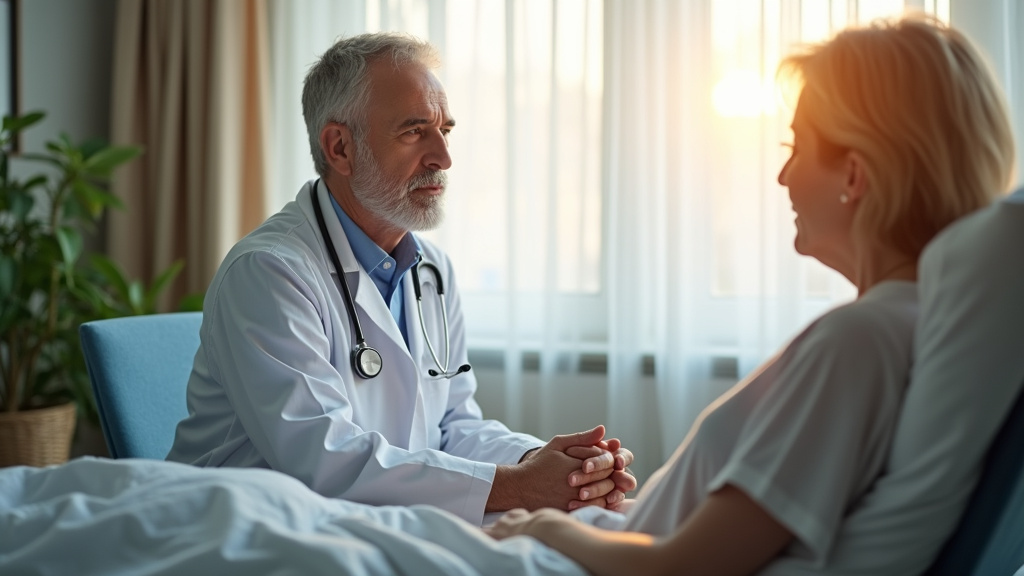 Salle d'imagerie médicale avec un oncologue analysant des résultats de scanner