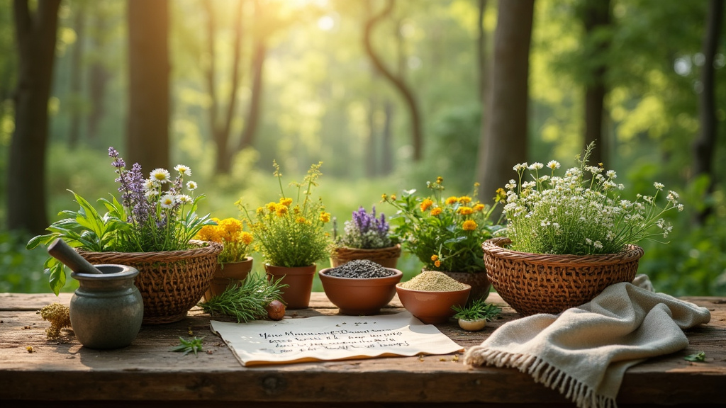 Jardin botanique avec diverses plantes médicinales en pleine floraison
