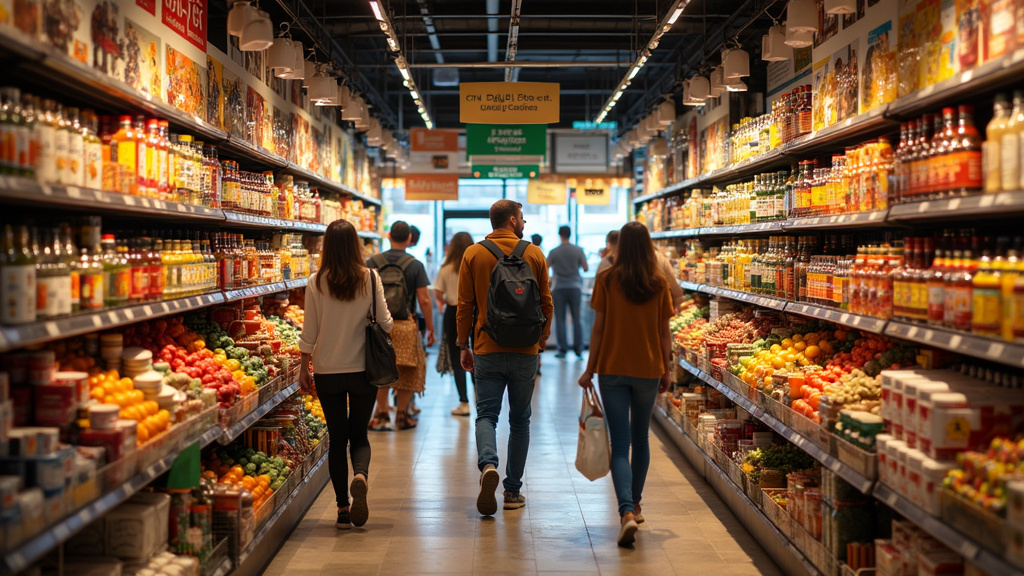 Façade du supermarché Pro-Inter Hautepierre, avec son enseigne lumineuse et des clients entrant et sortant.