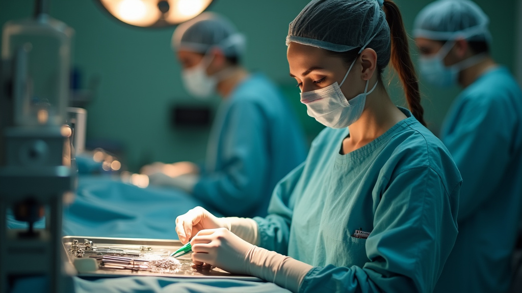 Équipe médicale dans un bloc opératoire moderne avec des équipements de pointe