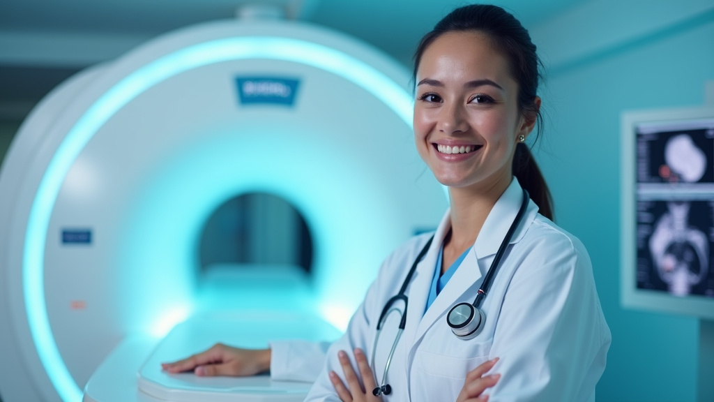 Salle d'imagerie médicale avec un manipulateur en électroradiologie au travail