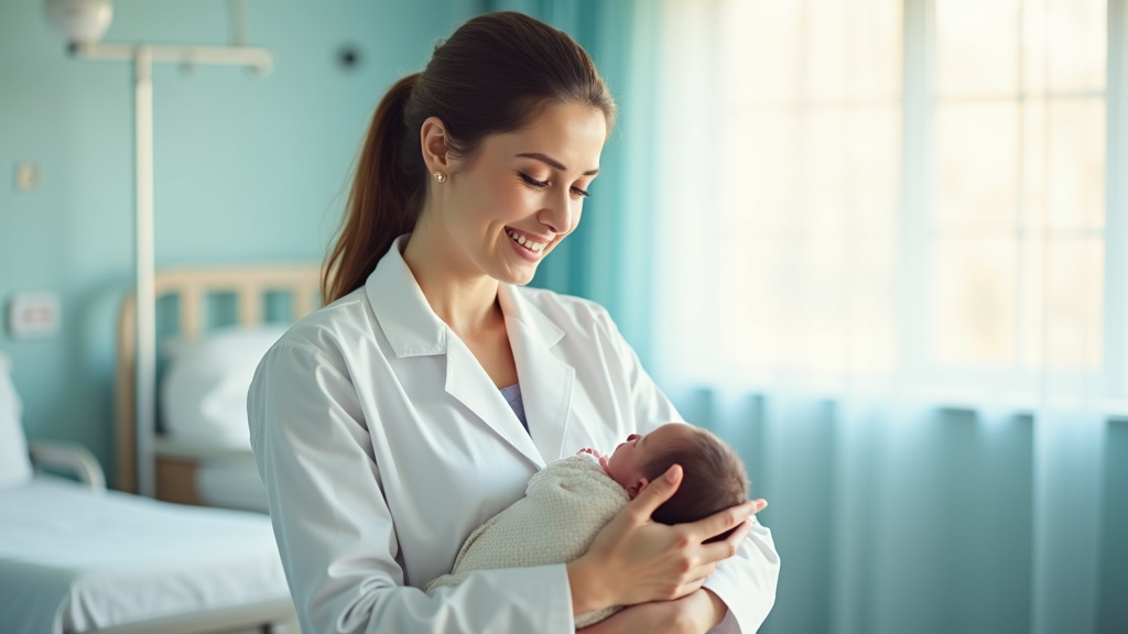 Équipe médicale de sages-femmes dans un hôpital moderne discutant de carrière et de salaire