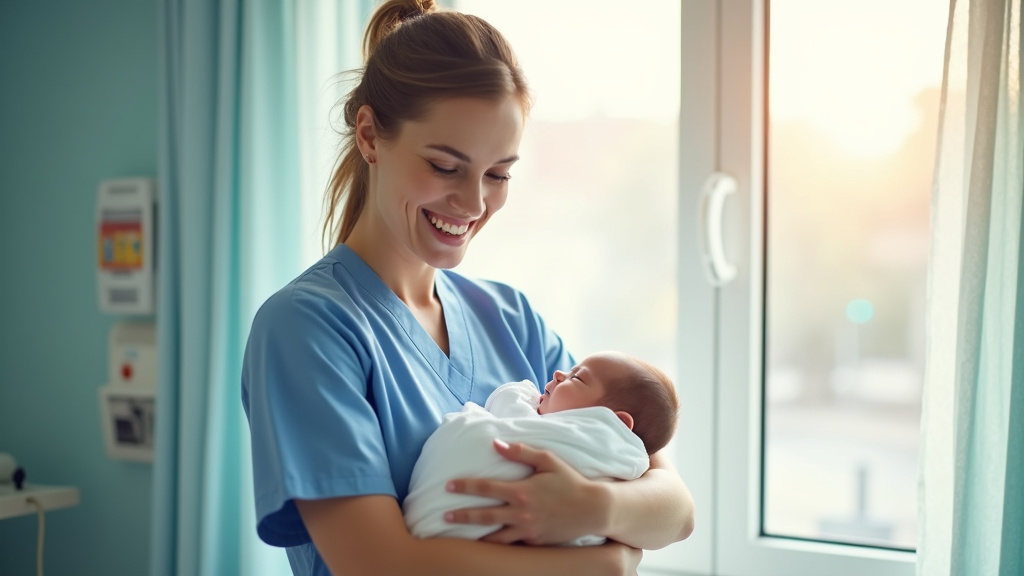 Sage-femme accompagnant une patiente pendant la grossesse avec des documents médicaux sur la carrière et le salaire