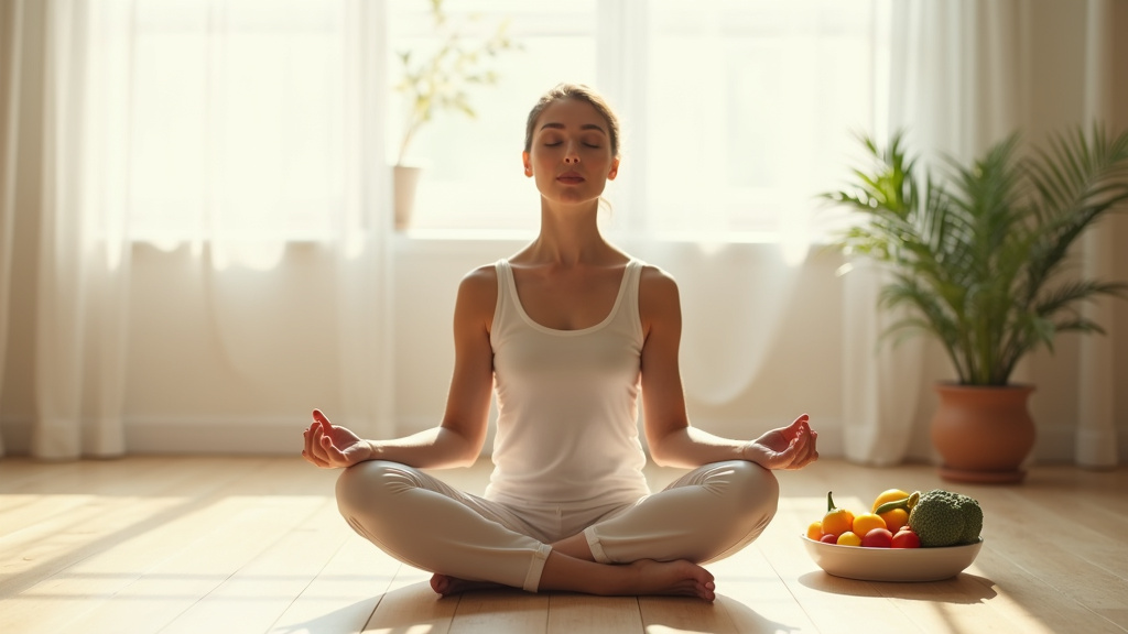 Illustration des quatre piliers du bien-être : nutrition, activité physique, sommeil et gestion du stress